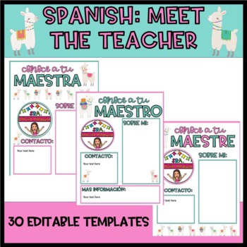 Preview of Meet the Teacher- Spanish Llama Themed