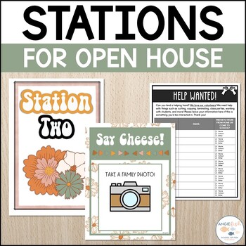 Preview of Meet the Teacher Stations | Back to School Night Stations | Groovy Decor