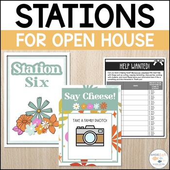 Preview of Meet the Teacher Stations | Back to School Night | Retro Classroom Decor