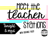 Meet the Teacher Stations -Bright & Modern ~Editable~