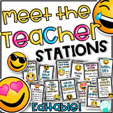 Meet the Teacher Stations - Editable Emoji Theme