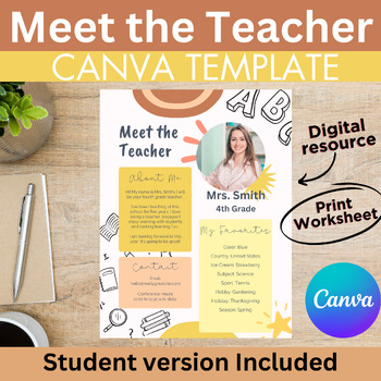 Preview of Meet the Teacher/ Student CANVA Template