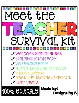 Download Teacher Survival Kit Labels Worksheets Teaching Resources Tpt