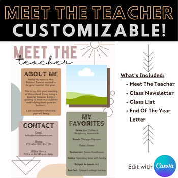 Preview of Meet the Teacher, Class Newsletter, Class List, End of the Year Templates