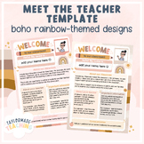 Meet the Teacher Template | Boho Rainbow Designs