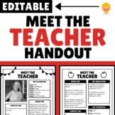 Meet the Teacher Handout EDITABLE