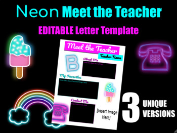 Preview of Meet the Teacher Template - EDITABLE - Neon Theme