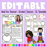 Meet the Teacher Template Editable, Student Teacher, Teach