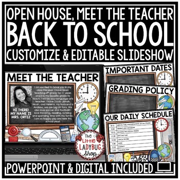 Preview of Meet the Teacher Template Editable, Back to School Open House Night Presentation