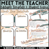 Meet the Teacher Template Editable Boho Rainbow