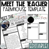 Meet the Teacher Template Editable - Farmhouse Classroom Decor