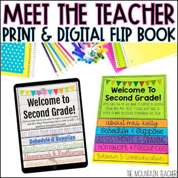 Preview of Editable Meet the Teacher Template Flip Book for Back to School Night