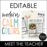 Modern Calm Colors Meet the Teacher Template Editable