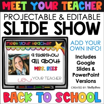 Preview of Meet the Teacher Template Editable Slideshow Back to School Night & Open House