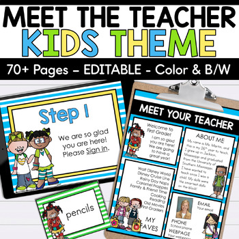 Preview of Meet the Teacher Template Editable - Teacher Letter - Open House Forms Stations