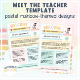 Meet the Teacher Template | Pastel Rainbow Designs