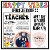 Meet the Teacher Template | RETRO HAPPY VIBES Classroom Decor