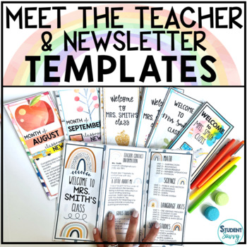 Preview of Summer May Newsletter Template Editable Monthly Open House Meet Teacher Calendar