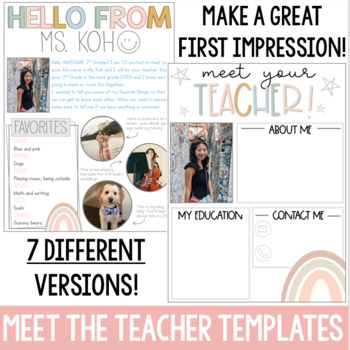 Preview of Meet the Teacher Templates (Editable Boho Theme)