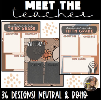 Preview of Meet the Teacher Templates Editable - Boho and Neutral