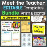 Meet the Teacher Templates Editable Print & Digital Bundle