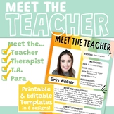 Meet the Teacher, Therapist, TA, & Para Editable Templates