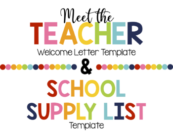 Preview of Meet the Teacher Welcome Letter & Supply List Template