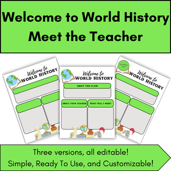 Preview of Meet the Teacher (World History)- EDITABLE