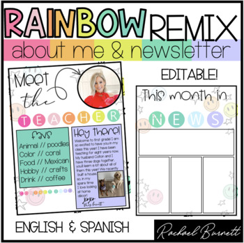 Preview of Meet the Teacher and Newsletter // Rainbow Remix Bundle