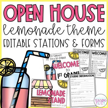 Preview of Meet the Teacher and Open House Lemonade Theme EDITABLE and DIGITAL