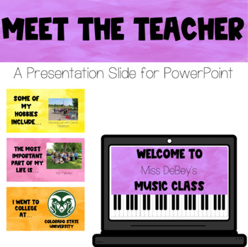 Preview of Meet the Teacher for PowerPoint - Watercolor