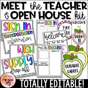 Preview of Meet the Teacher or Open House Kit - Editable