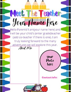 Preview of Meet the Teacher template