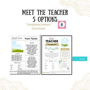 Preview of Meet the Teacher templates- 5 options