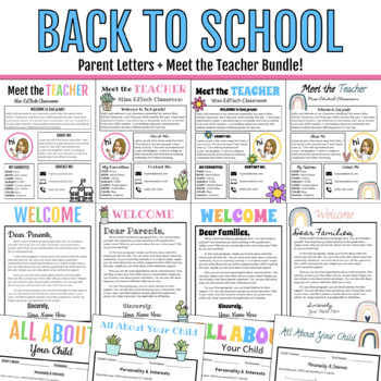 Preview of Meet the Teacher with Back to School Parent Welcome Letters BUNDLE!