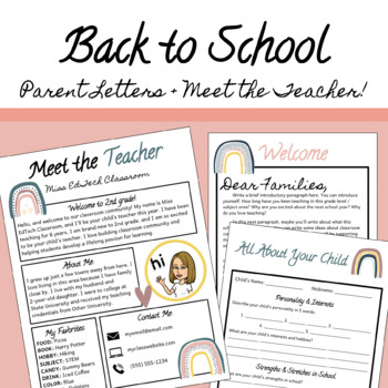 Preview of Meet the Teacher with Back to School Parent Welcome Letters! (Boho Rainbow)