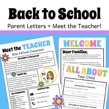 Preview of Meet the Teacher with Back to School Parent Welcome Letters! (Groovy Edition)