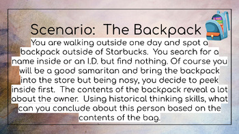 Preview of Meet the Teachers Using Historical Thinking Skills: The Backpack