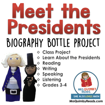 Preview of US Presidents | Biography Bottle Person Project | Social Studies | 3rd Grade