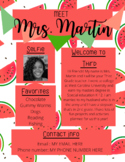 Meet the teacher (Watermelon edition) editable handouts