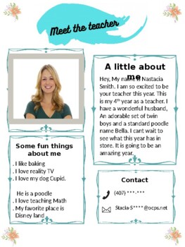 Preview of Meet the teacher flyers (Various colors)