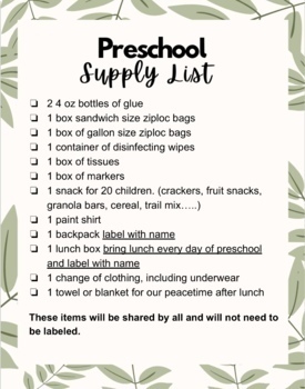 Preview of Meet the teacher night and classroom supply list template