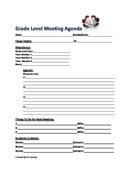 Meeting Agenda Template Printable By Spiveyt3 Teachers Pay Teachers