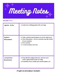 Preview of Meeting Notes Printable!