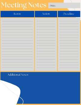 Preview of Meeting Notes Template - Blue and Gold