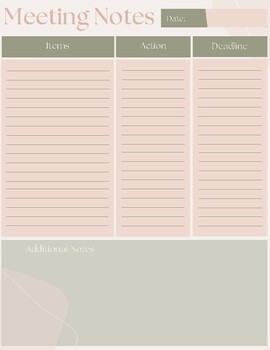 Preview of Meeting Notes Template - Pink and Green