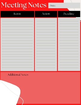 Preview of Meeting Notes Template - Red and White