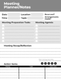 Meeting Planner Page- Printable, Hole-punch ready! Create 