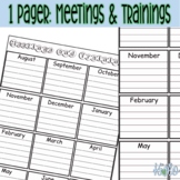 Meetings & Trainings Overview sheet -Editable, color or B&W