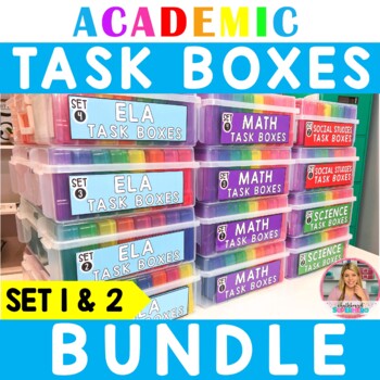 Social Studies Task Boxes - BUNDLE (set 1 & 2) - Chalkboard Superhero